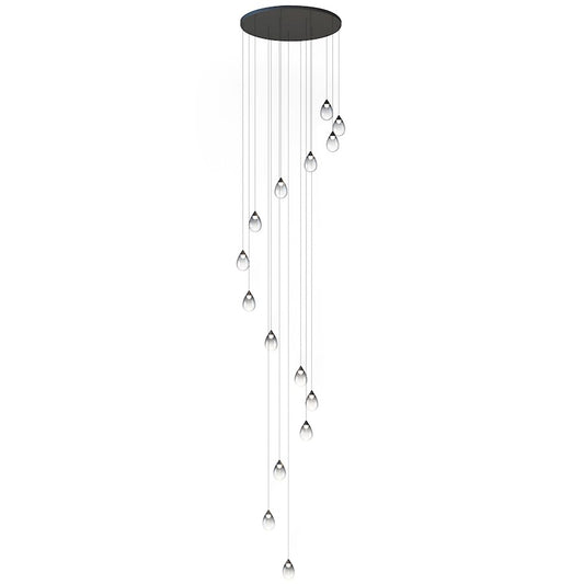 ET2 Lighting Dewdrop 15 Light LED Pendant, Black/Smoke