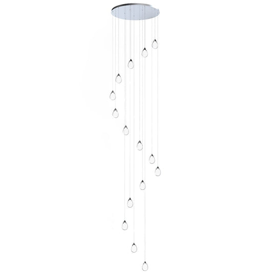 ET2 Lighting Dewdrop 15 Light LED Pendant, Chrome/Clear