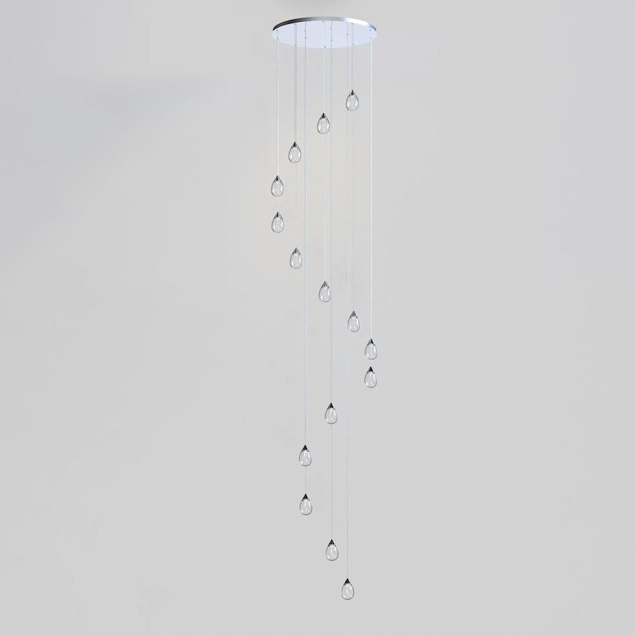ET2 Lighting Dewdrop 15 Light LED Pendant, Chrome/Clear