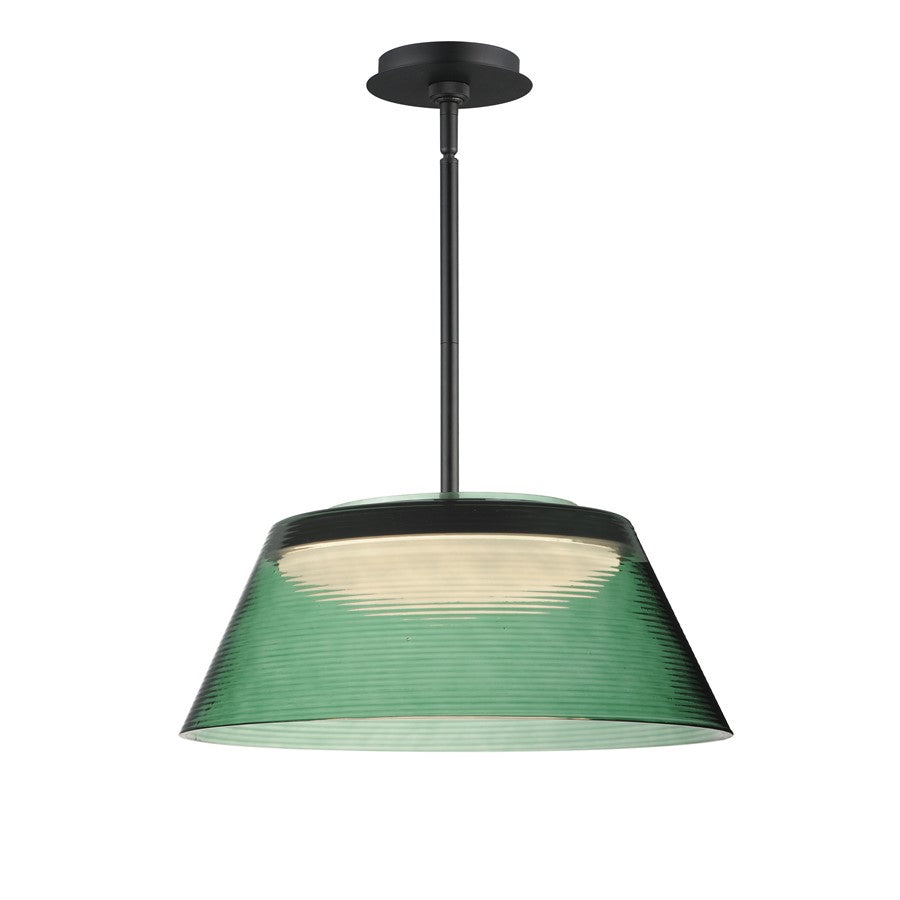 ET2 Lighting Jensen 1 Light 18" LED Pendant, Black/Green - E22088-04BK