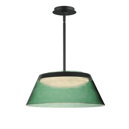 ET2 Lighting Jensen 1 Light 18" LED Pendant, Black/Green - E22088-04BK