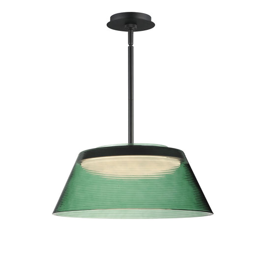 ET2 Lighting Jensen 1 Light 18" LED Pendant, Black/Green - E22088-04BK