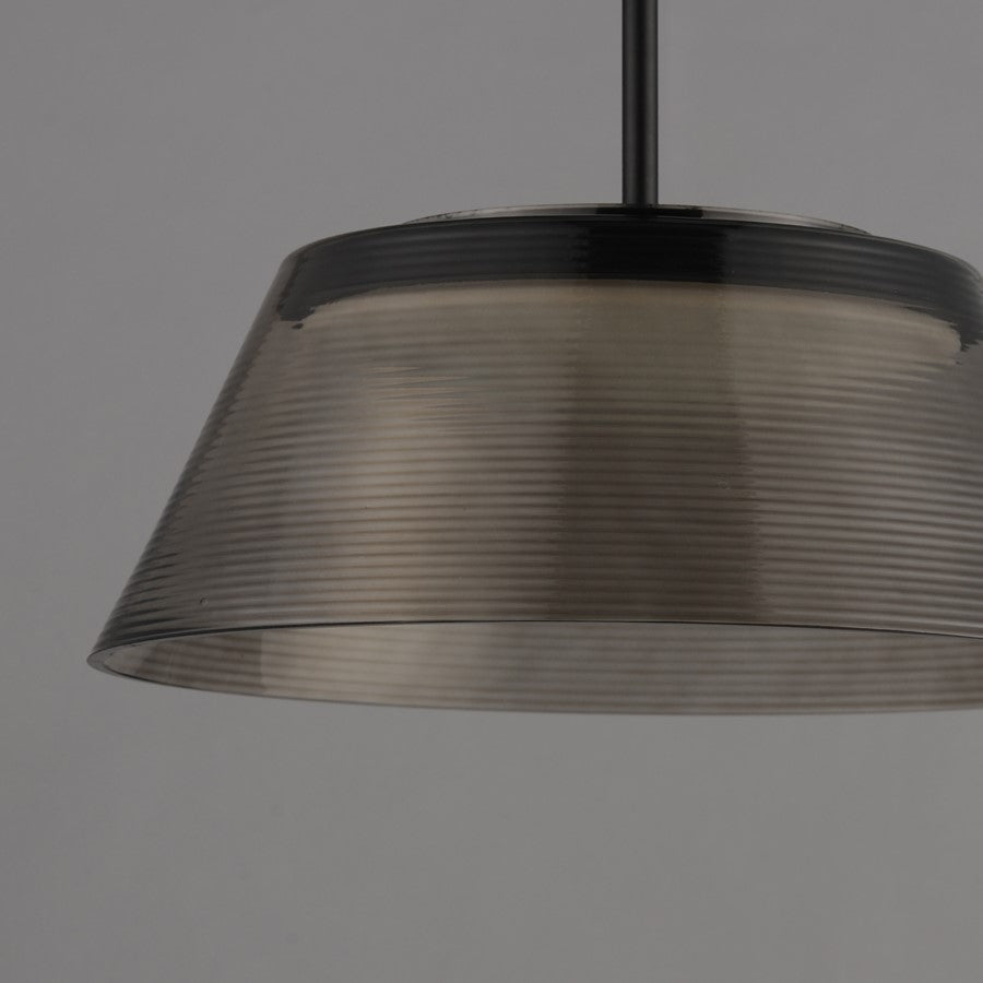 ET2 Lighting Jensen 1 Light 18" LED Pendant, Black/Smoke