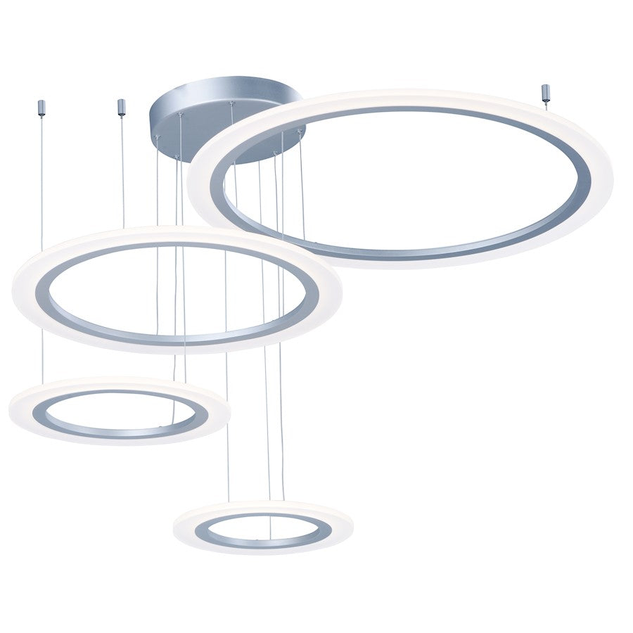 ET2 Lighting 35.5' Saturn II LED 4 Light Pendant, Silver/White
