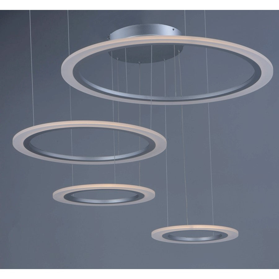 ET2 Lighting 35.5' Saturn II LED 4 Light Pendant, Silver/White