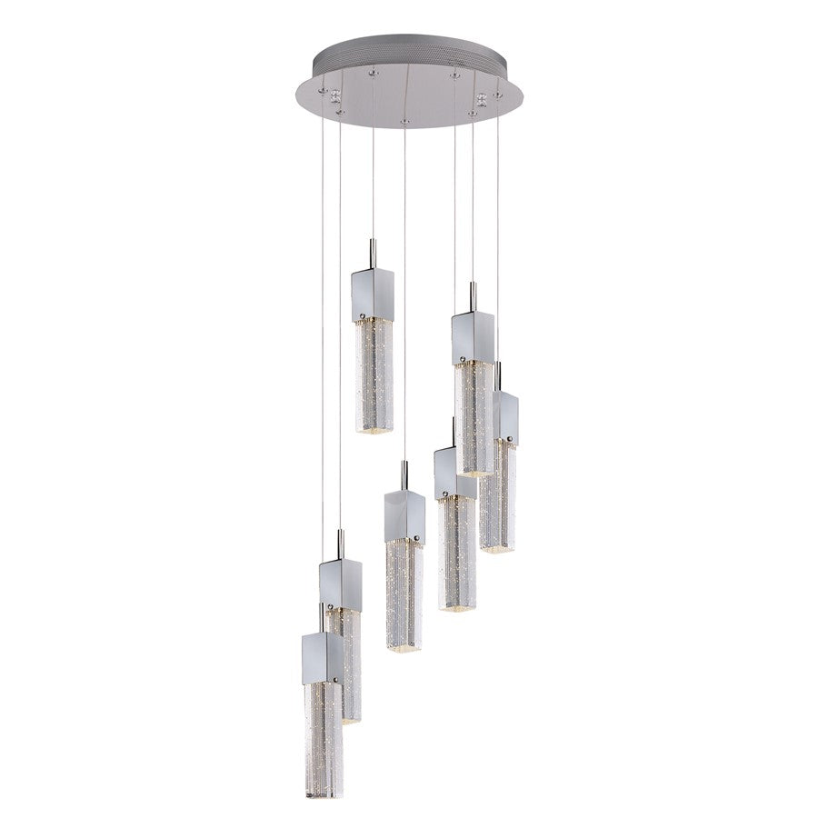 ET2 Lighting Fizz III 7 Light LED Pendant, Polished Chrome