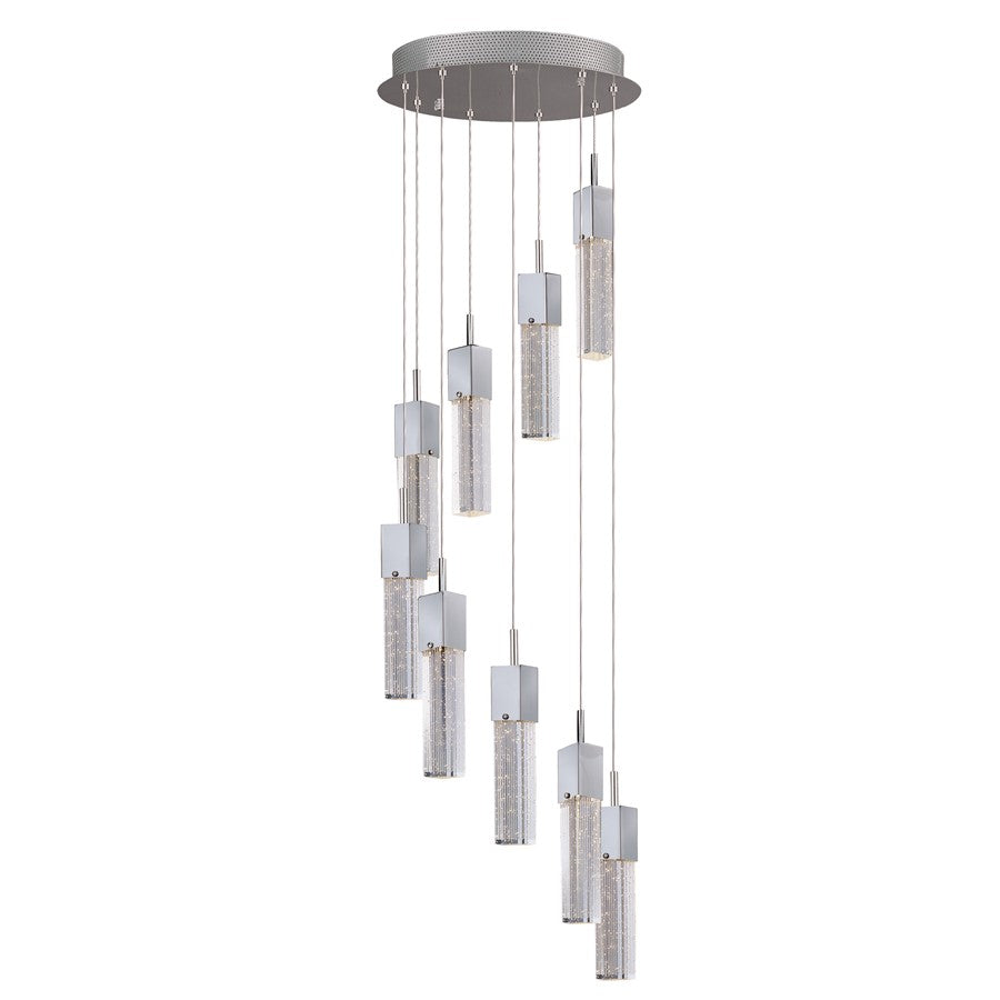 ET2 Lighting Fizz III 9 Light LED Pendant, Polished Chrome