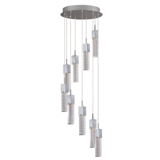 ET2 Lighting Fizz III 9 Light LED Pendant, Polished Chrome