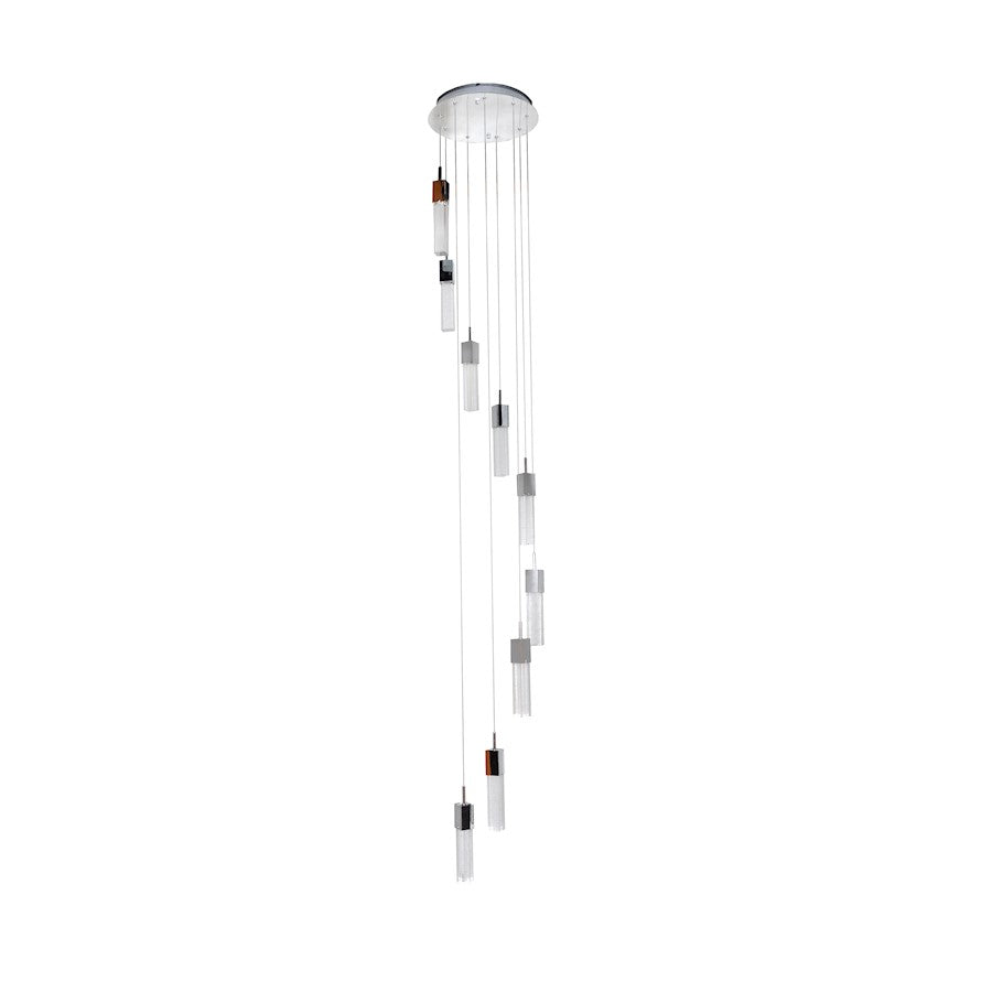 ET2 Lighting Fizz III 9 Light LED Pendant, Polished Chrome