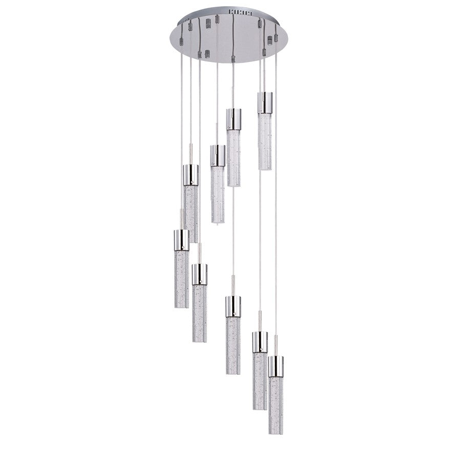 ET2 Lighting Fizz IV 9 Light LED Pendant, Polished Chrome