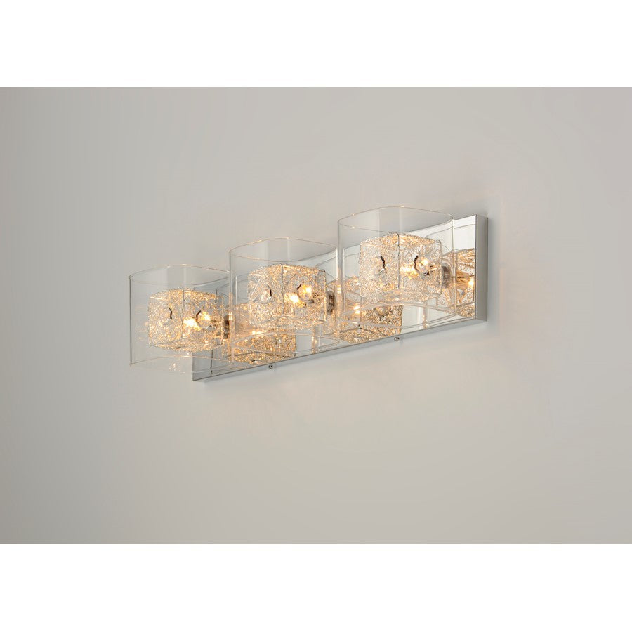 ET2 Gem 3-Light Bath Vanity With SV Shade, Polished Chrome