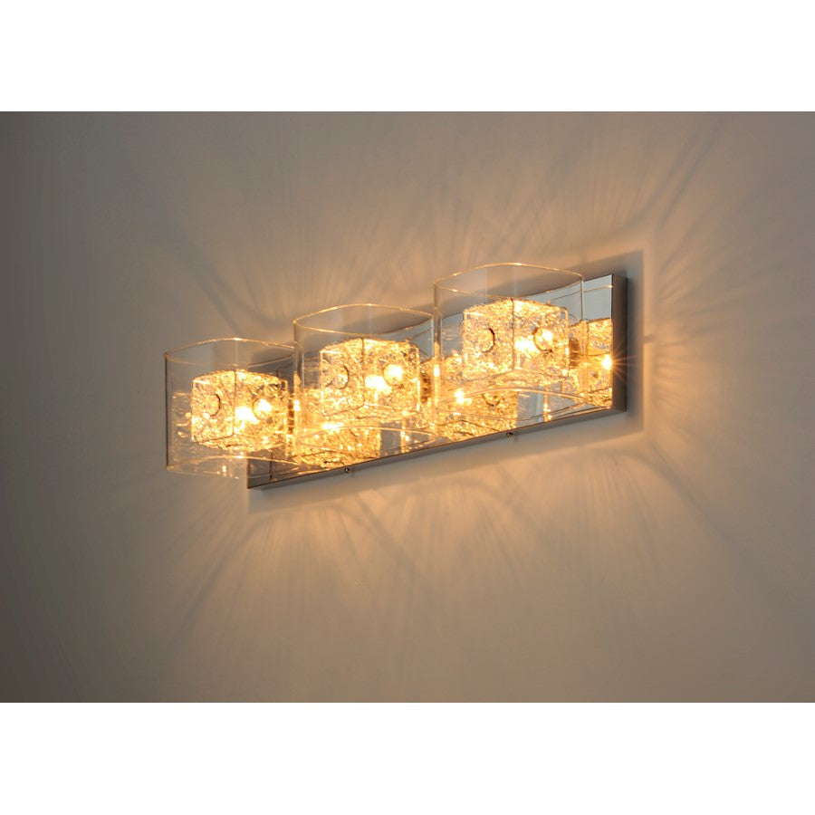 ET2 Gem 3-Light Bath Vanity With SV Shade, Polished Chrome