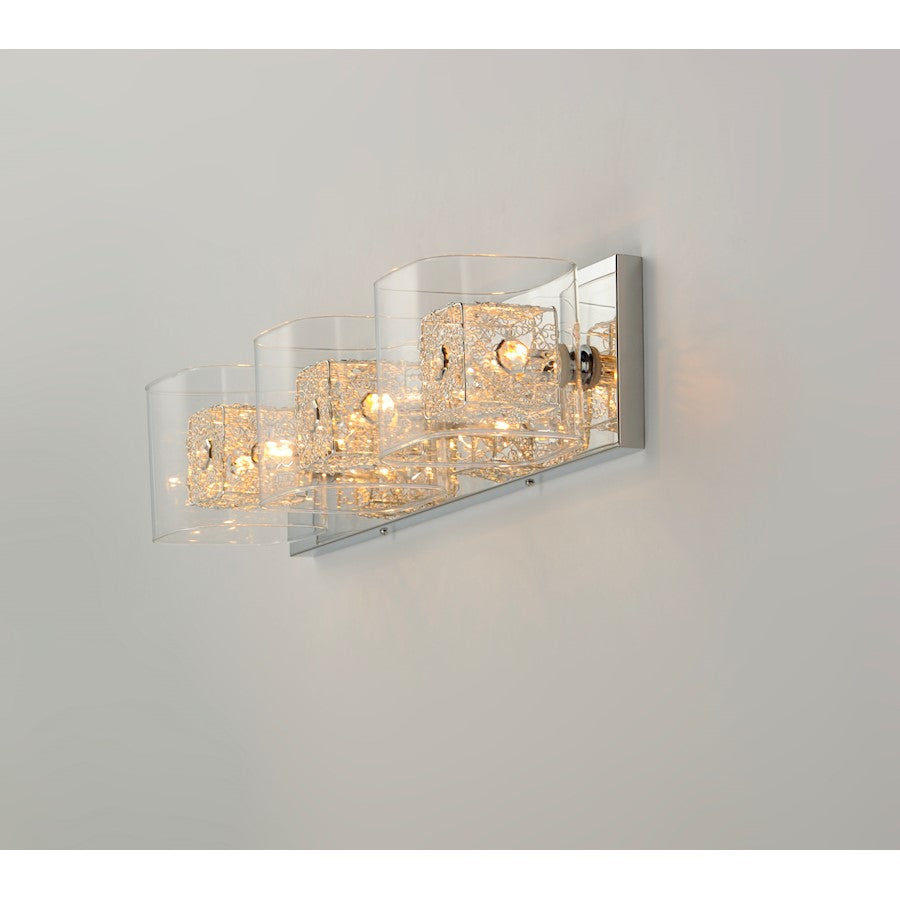 ET2 Gem 3-Light Bath Vanity With SV Shade, Polished Chrome
