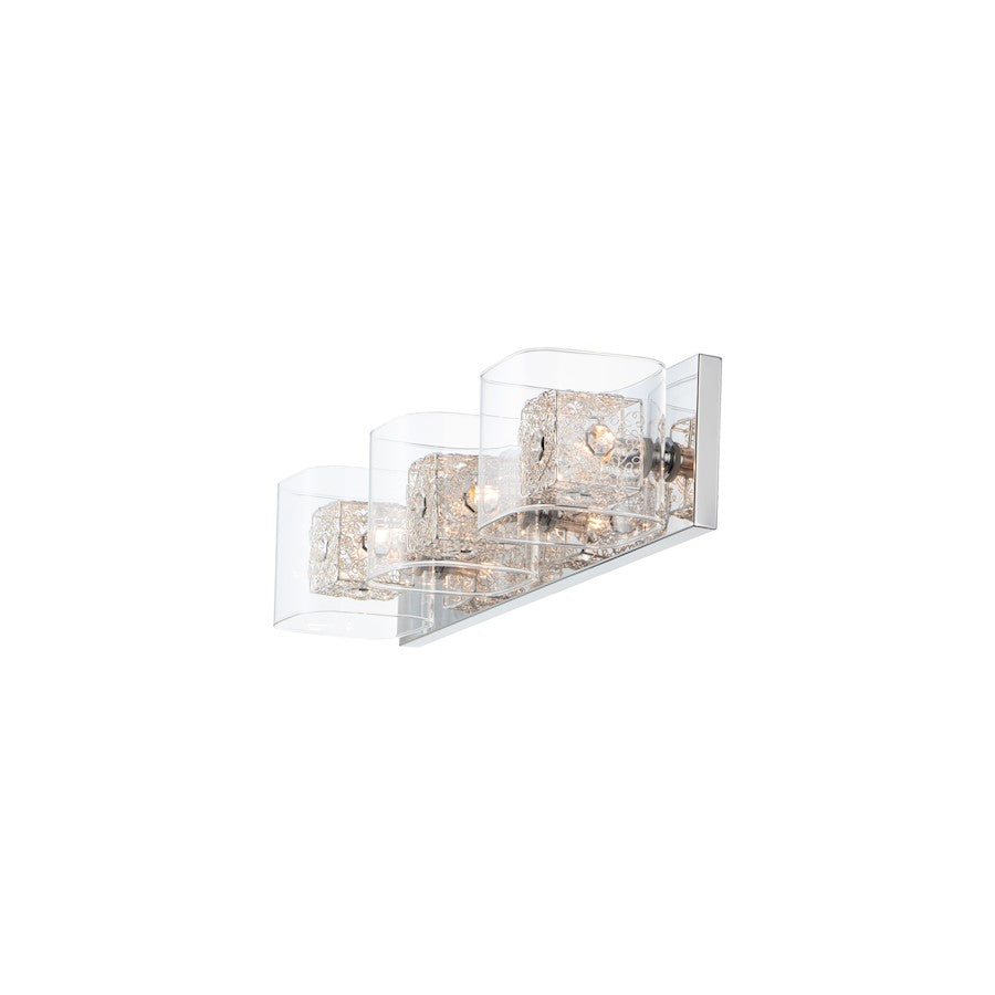 ET2 Gem 3-Light Bath Vanity With SV Shade, Polished Chrome