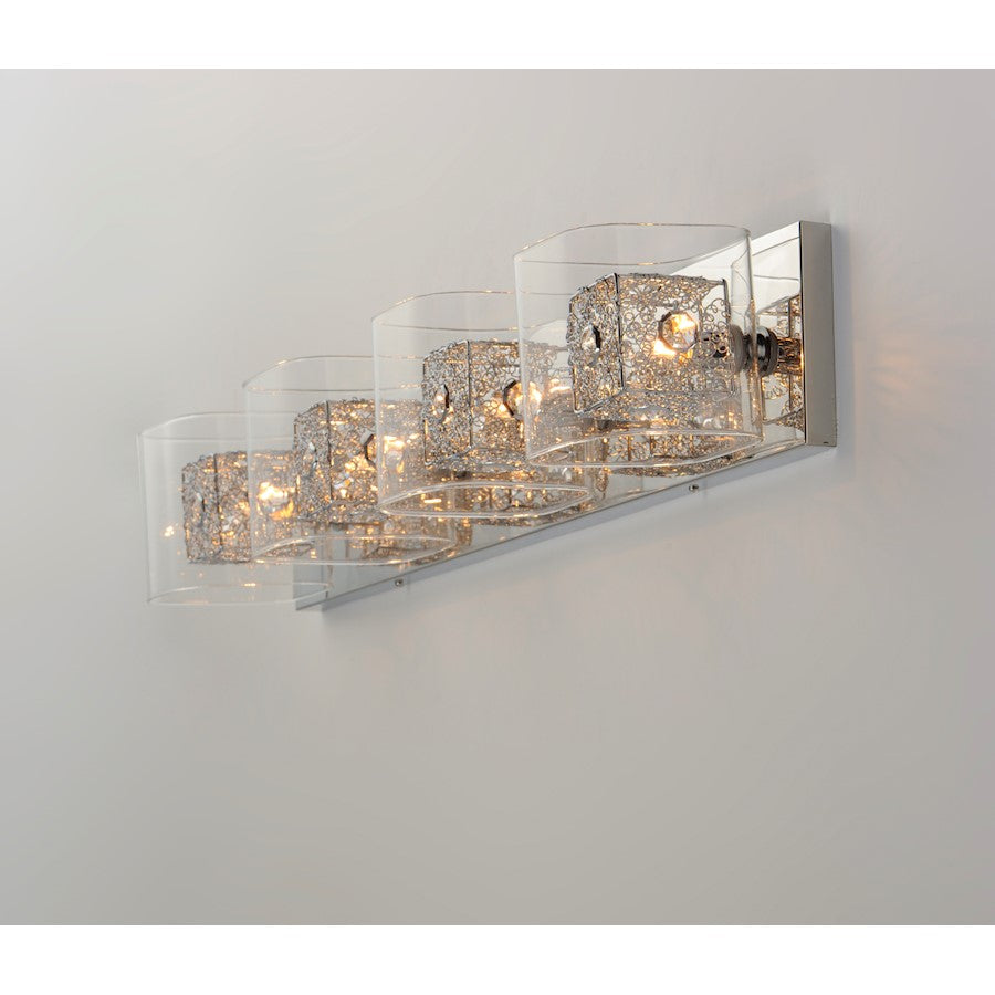 ET2 Gem 4-Light Bath Vanity With PC Shade, Polished Chrome