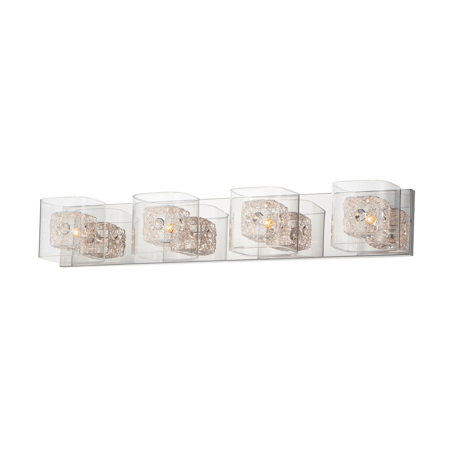 ET2 Gem 4-Light Bath Vanity With SV Shade, Polished Chrome