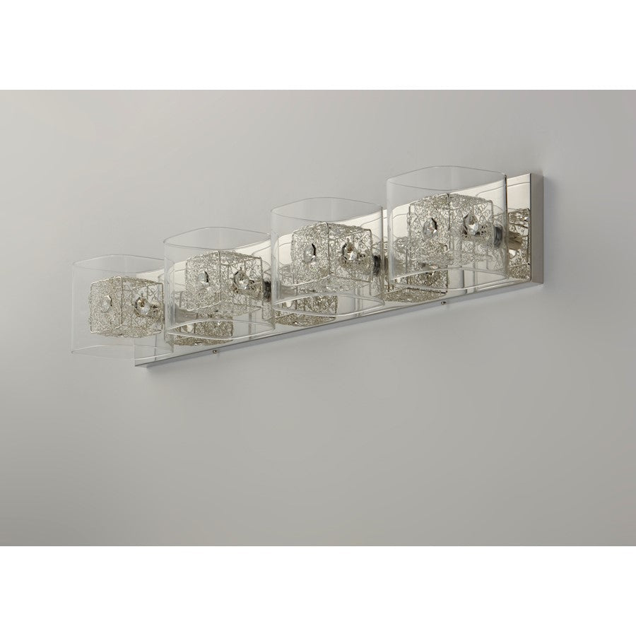 ET2 Gem 4-Light Bath Vanity With SV Shade, Polished Chrome