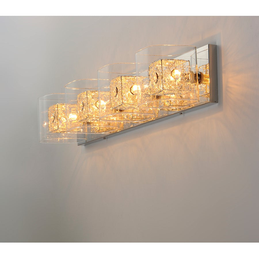 ET2 Gem 4-Light Bath Vanity With SV Shade, Polished Chrome