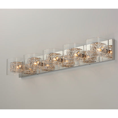 ET2 Gem 5-Light Bath Vanity With PC Shade, Polished Chrome
