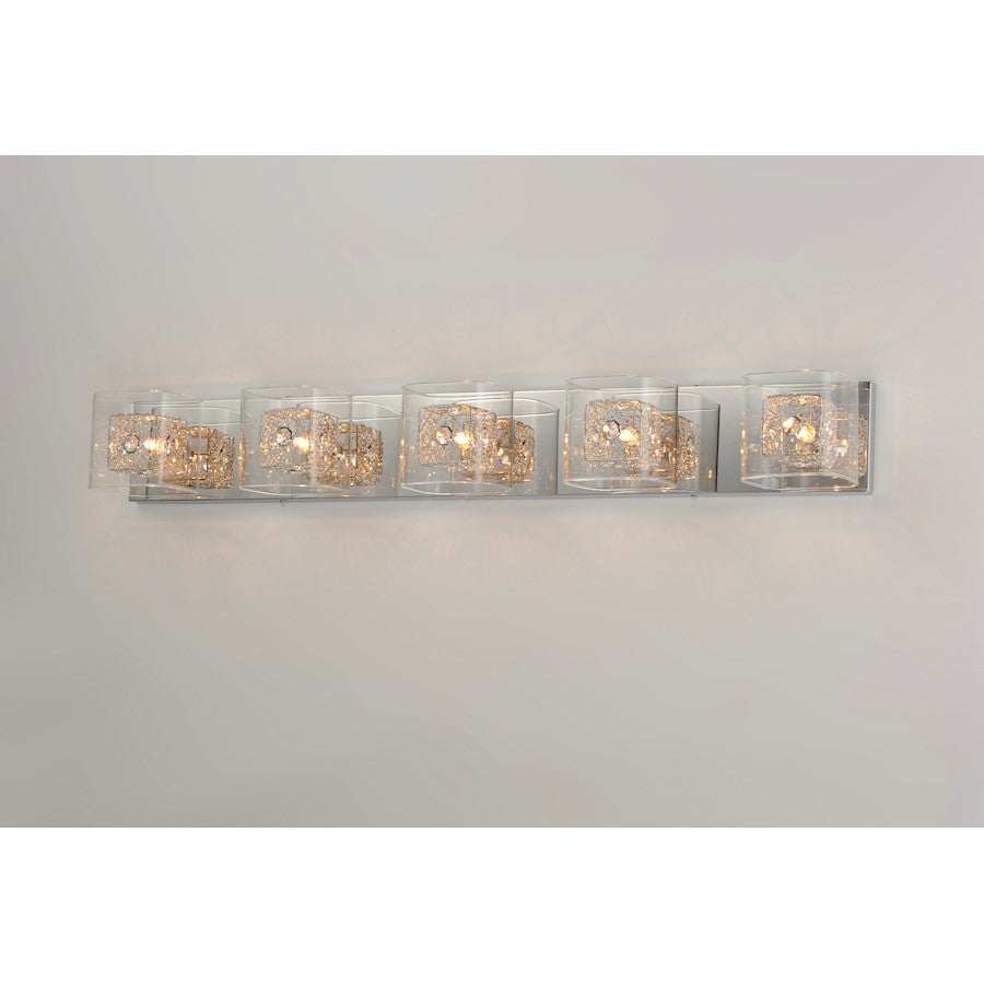 ET2 Gem 5-Light Bath Vanity With PC Shade, Polished Chrome