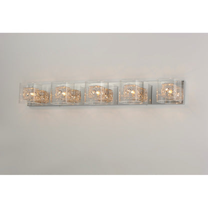 ET2 Gem 5-Light Bath Vanity With PC Shade, Polished Chrome