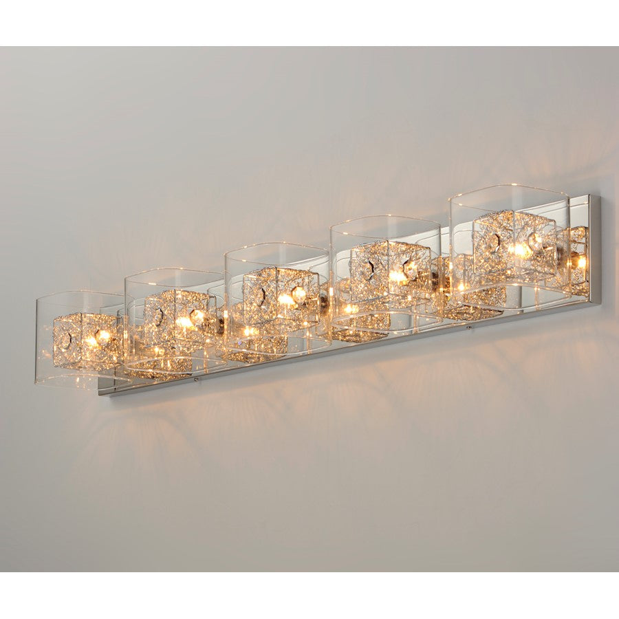 ET2 Gem 5-Light Bath Vanity With PC Shade, Polished Chrome