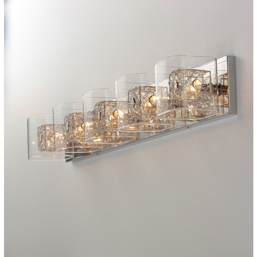ET2 Gem 5-Light Bath Vanity With PC Shade, Polished Chrome