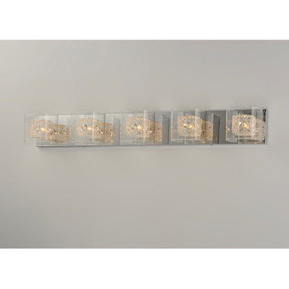 ET2 Gem 5-Light Bath Vanity With SV Shade, Polished Chrome