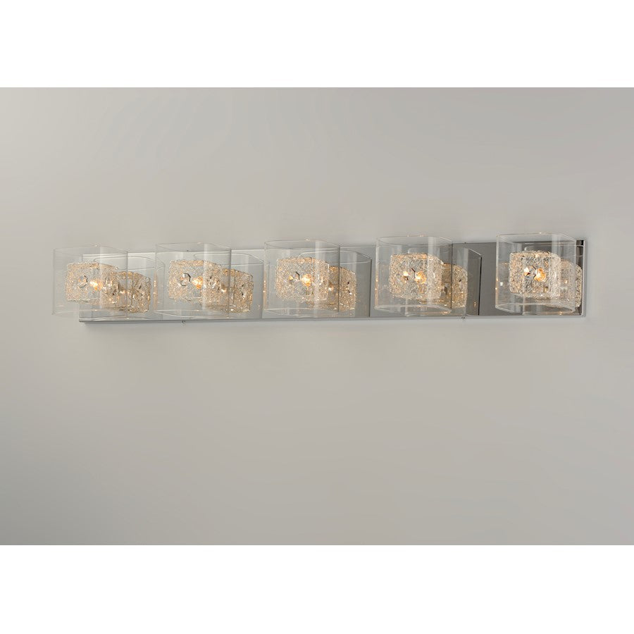 ET2 Gem 5-Light Bath Vanity With SV Shade, Polished Chrome