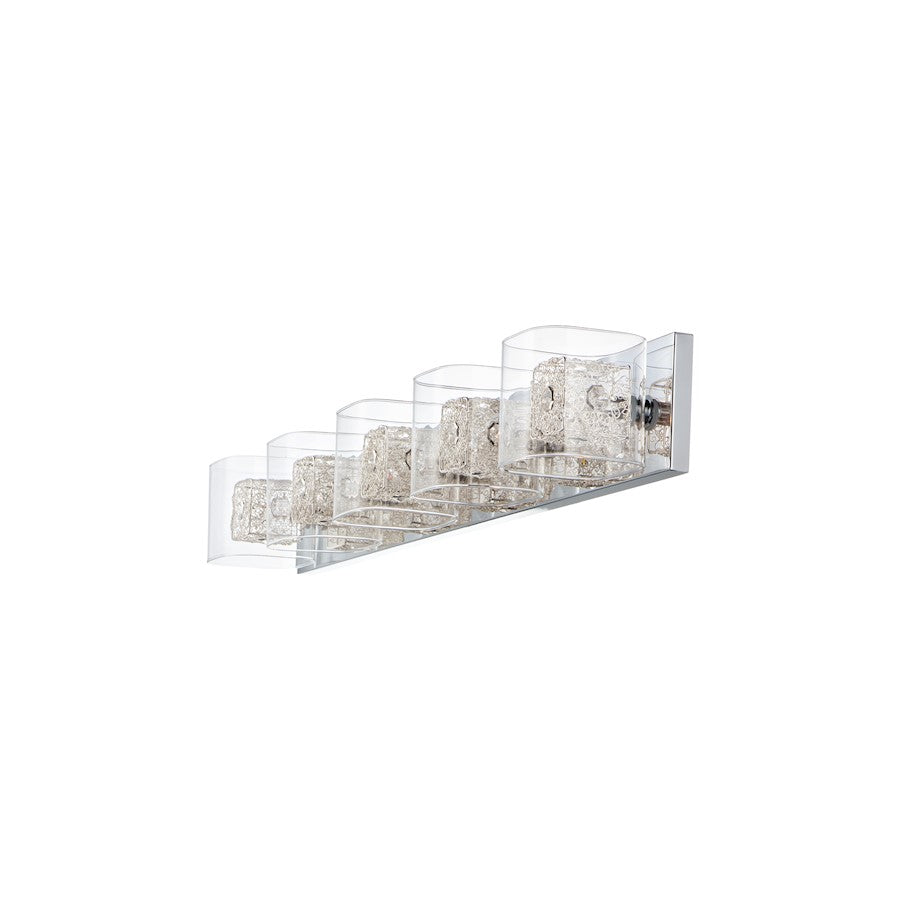ET2 Gem 5-Light Bath Vanity With SV Shade, Polished Chrome