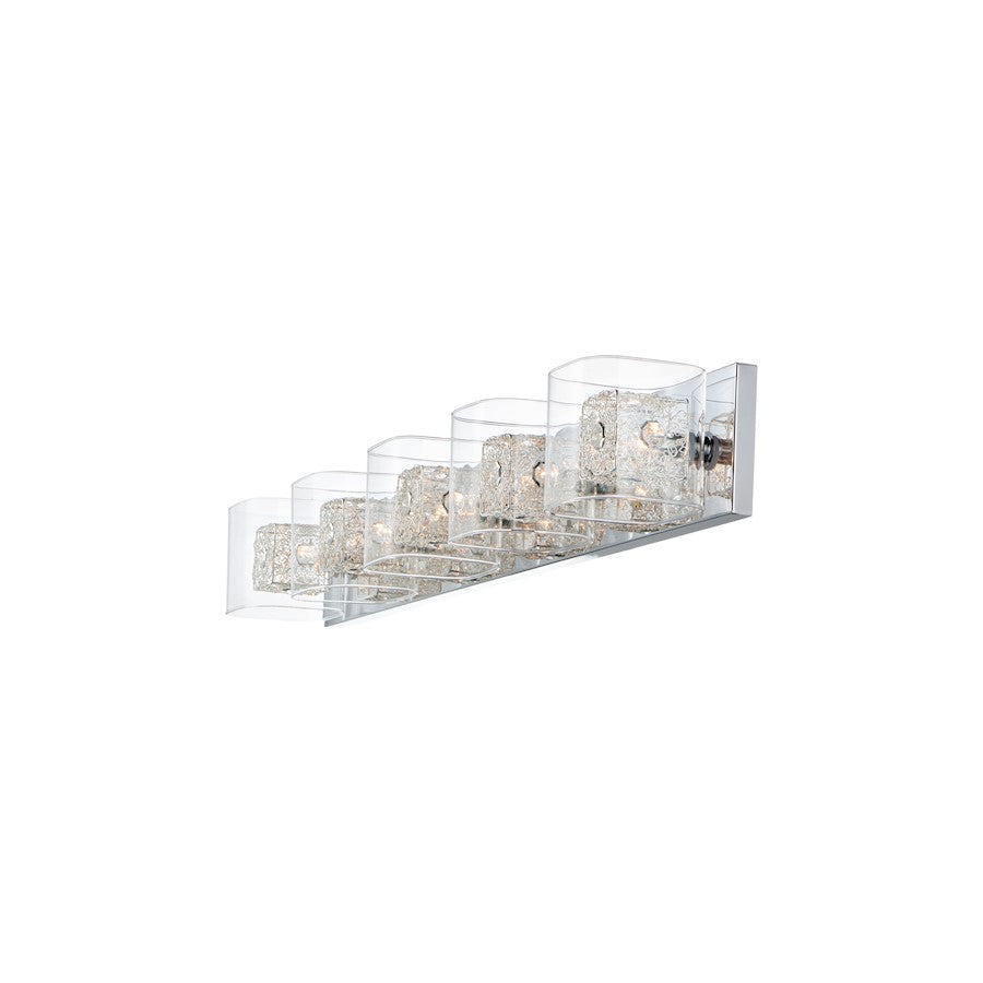 ET2 Gem 5-Light Bath Vanity With SV Shade, Polished Chrome