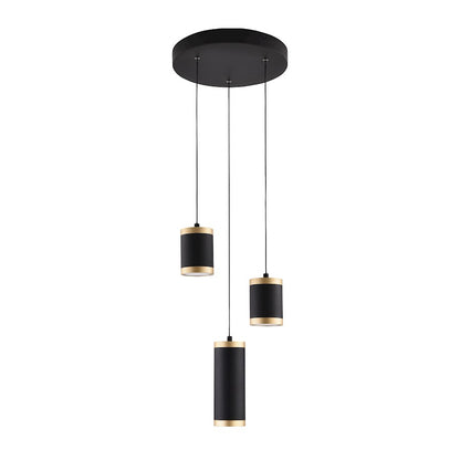 ET2 Lighting Cuff 3 Light Pendant, Black/Gold