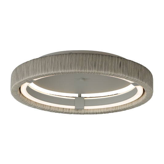 ET2 Kaia 20in 1-Light Semi-Flush Mount | Coastal Gray and Gray Rattan | Covered Patio & Lounge | 20 x 20 x 3.75 in | Model E22960-GY