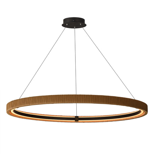 ET2 Kaia 48in 1-Light Pendant | Modern Antique Bronze and Natural Rattan | Covered Patio & Outdoor Lounge | Model E22964-NAANB