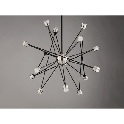 ET2 Lighting Phaeton LED 14-Light Chandelier in Black/Brushed Aluminum