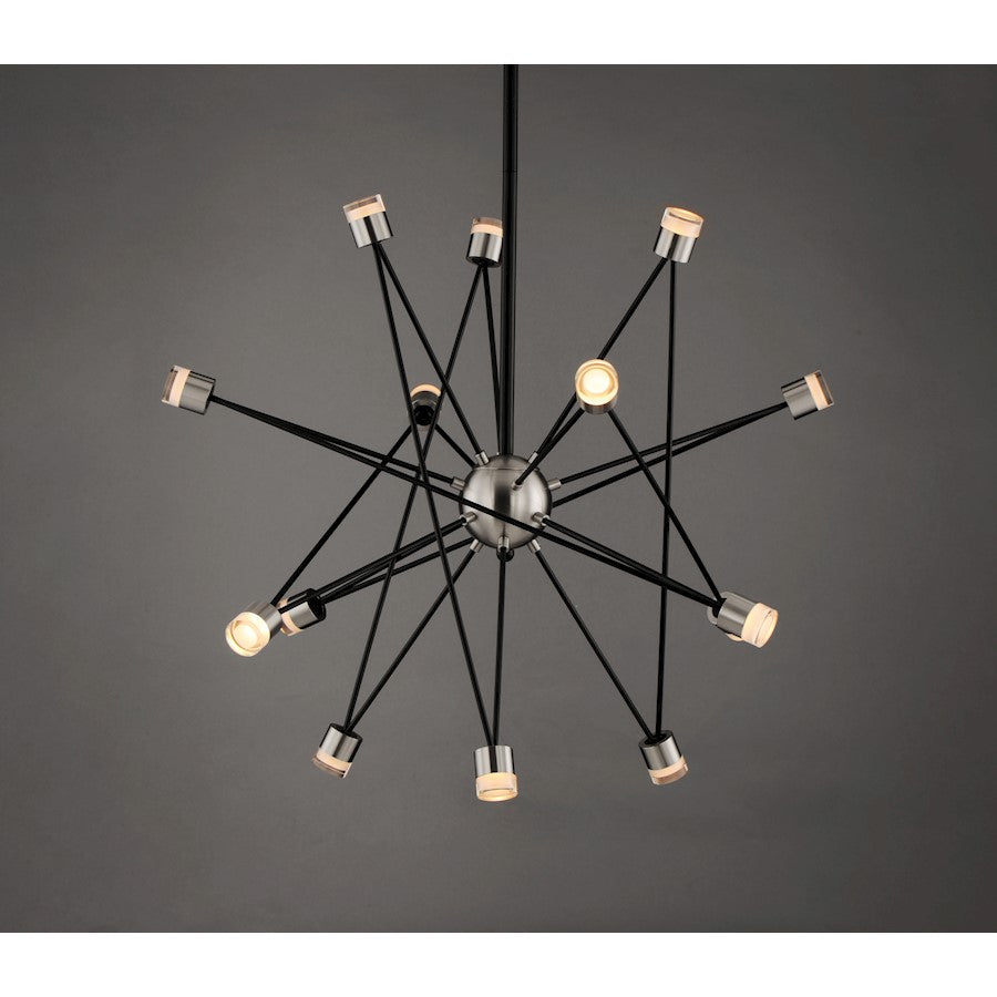 ET2 Lighting Phaeton LED 14-Light Chandelier in Black/Brushed Aluminum