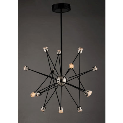 ET2 Lighting Phaeton LED 14-Light Chandelier in Black/Brushed Aluminum
