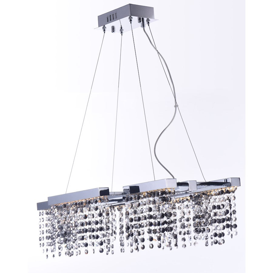 ET2 Lighting Midnight Shower 6 Light LED Pendant, Chrome/Smoke