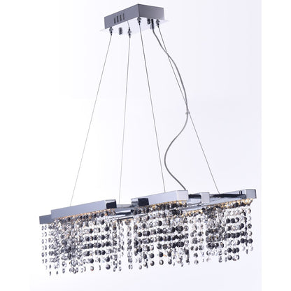 ET2 Lighting Midnight Shower 6 Light LED Pendant, Chrome/Smoke