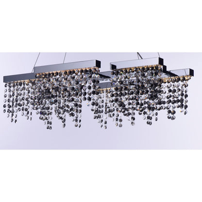 ET2 Lighting Midnight Shower 6 Light LED Pendant, Chrome/Smoke