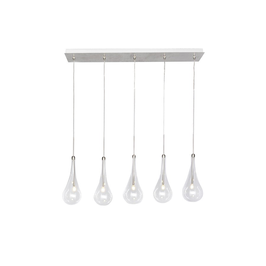 ET2 Lighting Larmes 5 Light LED Pendant, Polished Chrome