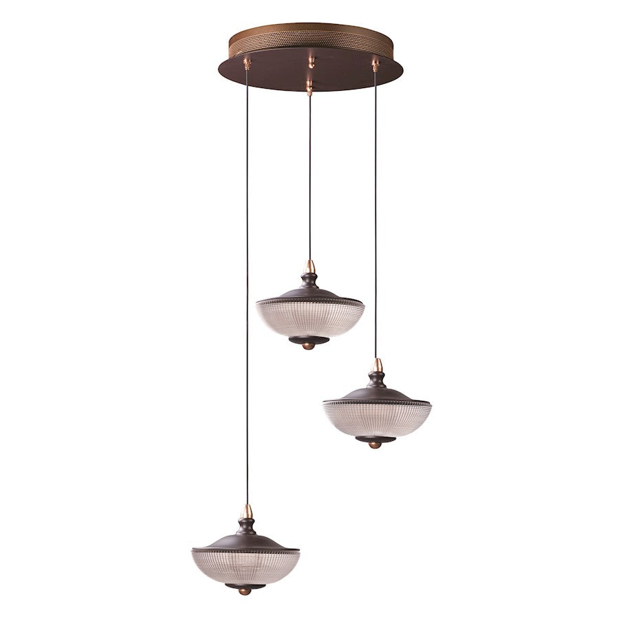 ET2 Lighting Bella 3 Light Pendant, Bronze/Gold