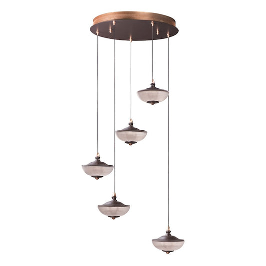 ET2 Lighting Bella 5 Light Pendant, Bronze/Gold