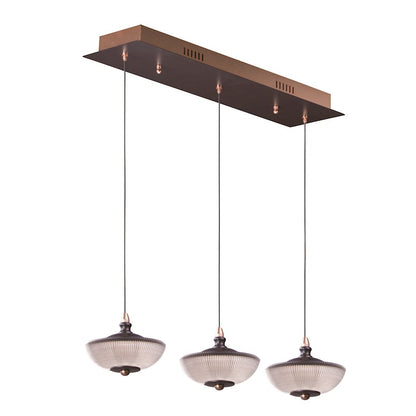 ET2 Lighting Bella-3 Light Linear Pendant, Bronze/Gold