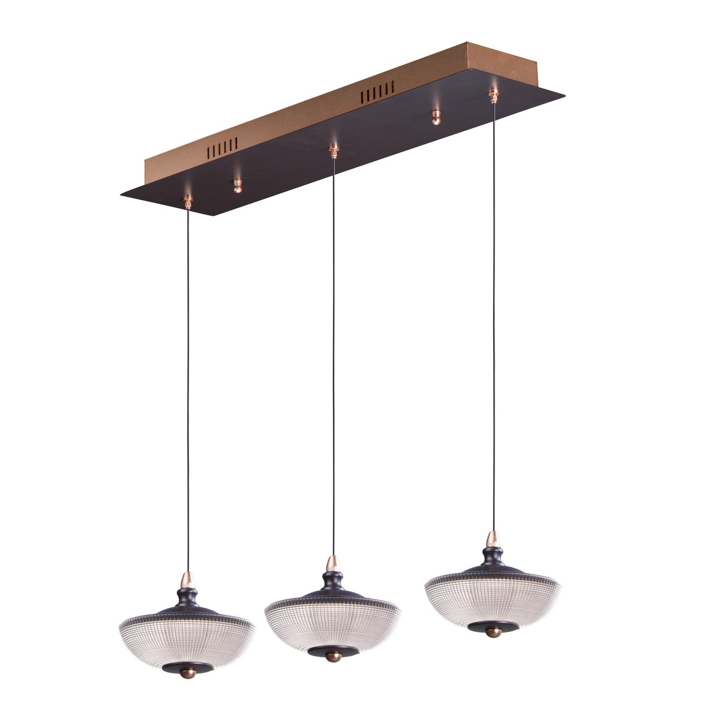 ET2 Lighting Bella-3 Light Linear Pendant, Bronze/Gold