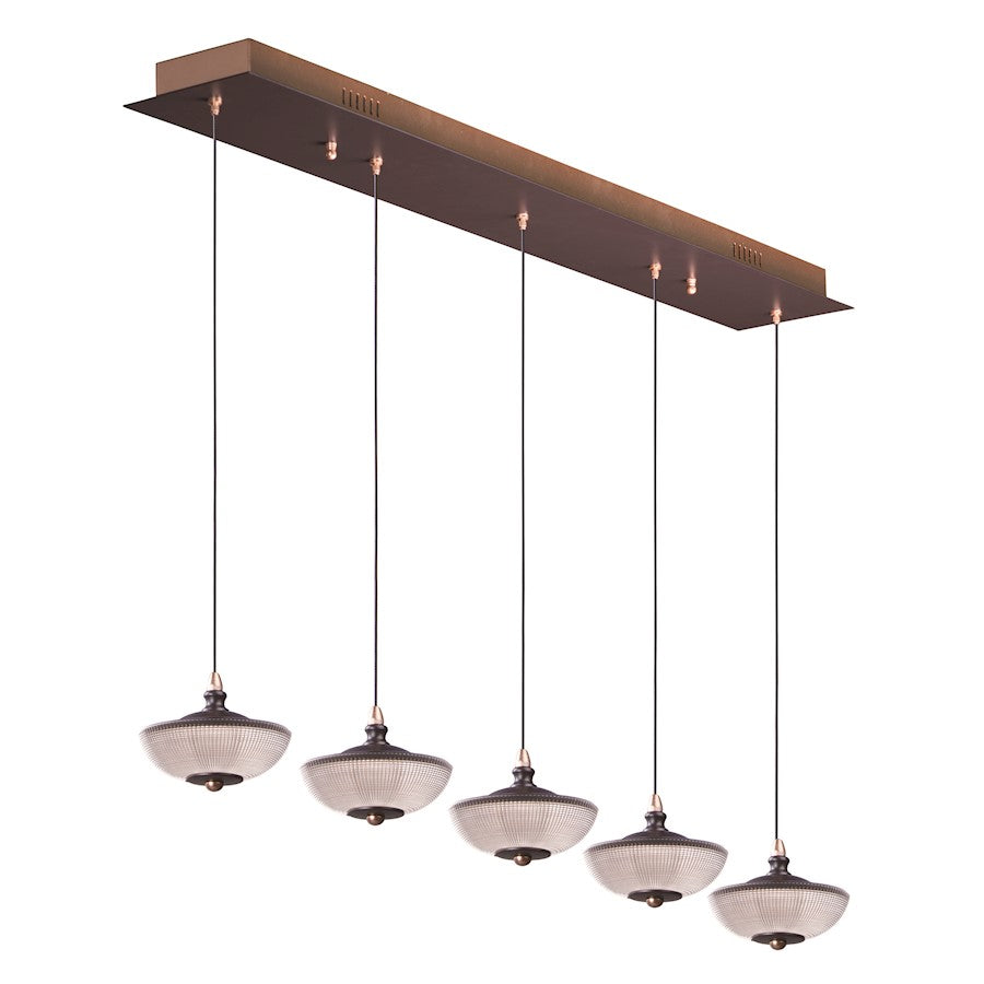 ET2 Lighting Bella-5 Light Linear Pendant, Bronze/Gold