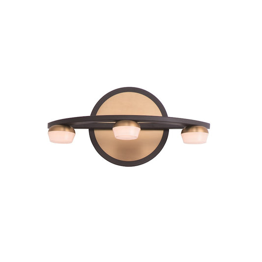 ET2 Lighting Button 3 Light Bath Vanity, Black/Gold