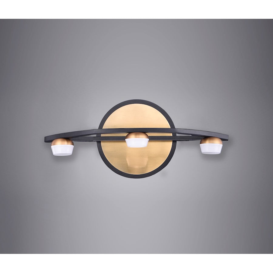 ET2 Lighting Button 3 Light Bath Vanity, Black/Gold