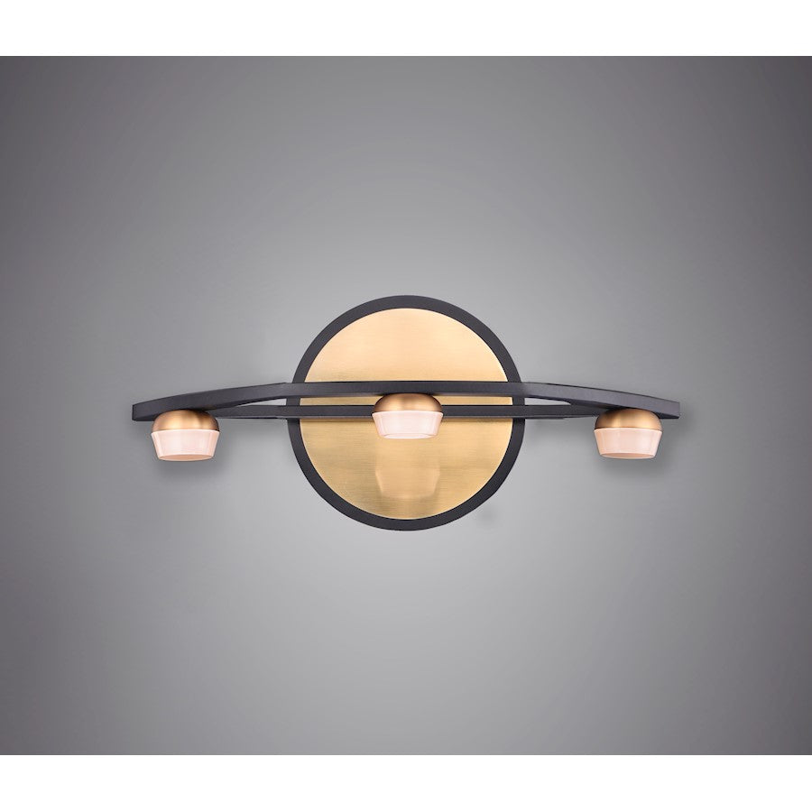 ET2 Lighting Button 3 Light Bath Vanity, Black/Gold