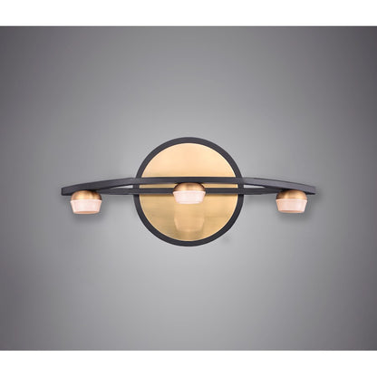 ET2 Lighting Button 3 Light Bath Vanity, Black/Gold